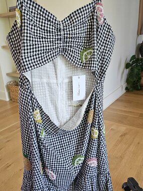 Lovers + Friends gingham Beaded Embellished Dress NWT